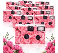 Confezione da 12 fotocamere usa e getta per matrimoni, usa e getta, con flash, per matrimoni, anniversari, viaggi, campeggio, feste (rosa rosa)