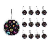 Confezione da 12 ganci decorativi per tenda da doccia per bagno, anelli decorativi in acciaio inox, ganci per aste da doccia e finestre, motivo: ragnatela distorta dietro