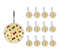 Confezione da 12 ganci decorativi per tenda da doccia per bagno, anelli decorativi in acciaio inox, ganci per aste da doccia, tende - graziose zampe di cane, papillon e cuori