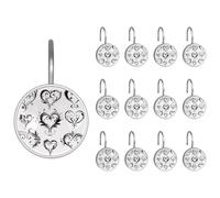 Confezione da 12 ganci decorativi per tenda da doccia per bagno, anelli decorativi in acciaio inox per aste da doccia e finestre, set artistico a forma di cuori