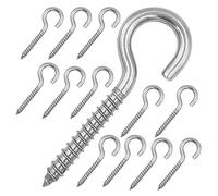 Confezione da 12 ganci in metallo M6, resistenti ganci a vite in acciaio inox 304, autofilettanti, ganci a occhiello in legno, ganci a forma di occhio, luci a sospensione e fili