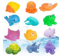 Confezione da 12 Giocattoli da Bagno-7 spruzzi d'acqua e 8 suoni, Giochi Bagnetto, Animali Giocattolo per Bambini, Giocattoli per Animali per Bambini da 1 Anno in su