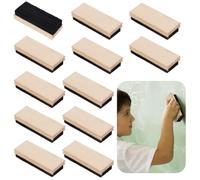 Confezione da 12 gomme classiche per lavagna con feltro di lana, strumenti per cancellare senza polvere in legno, per scuole, uffici, uso domestico