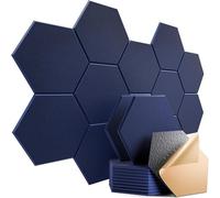 Confezione da 12 grandi fascette esagonali da parete in feltro per casa e ufficio, autoadesive, insonorizzate, organizer da parete fai da te, decorazione per la casa (blu navy)