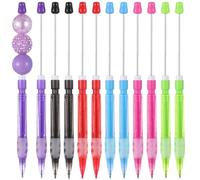 Confezione da 12 matite meccaniche con perline, 0,7 mm, mini matite per scrittura e schizzi, set multicolore per progetti fai da te