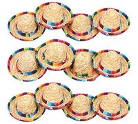 Confezione da 12 mini cappelli Sombrero in paglia da 14 cm, cappelli cinco de mayo, per bambini, animali domestici, bambole, decorazioni per feste a tema (marrone)