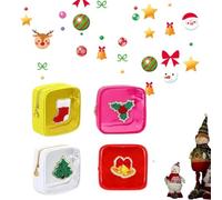 Confezione da 12 mini sacchetti natalizi con cerniera, piccoli sacchetti trasparenti per il trucco preppy, cosmetici per la cura della pelle, graziosi astucci per articoli da toeletta da donna (4