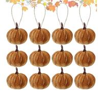 Confezione da 12 mini zucche autunnali per albero, in tessuto di velluto, da appendere, decorazione per albero, zucche per palla F
