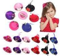 Confezione da 12 morbidi fermagli per capelli a doppio fiore con piume, mini forcine per capelli per bambole, accessori per costumi da palcoscenico (5,8 cm, 6 colori misti)