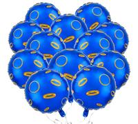 Confezione da 12 palloncini in lamina a tema anello blu e oro, 45,7 cm, per feste di compleanno per bambini, resistenti e riutilizzabili, perfetti per feste di compleanno