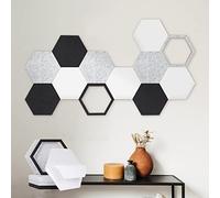 Confezione da 12 pannelli acustici autoadesivi, 30,5 x 35,6 x 1 cm, pannelli esagonali per assorbire il rumore ed eliminare gli echi, imbottitura fonoassorbente per studio, casa e ufficio (nero,