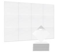 Confezione da 12 pannelli fonoassorbenti, 30,5 x 30,5 x 1 cm, pannelli acustici autoadesivi ad alta densità, pannelli fonoassorbenti quadrati per parete, studi di registrazione, casa, ufficio (bianco)