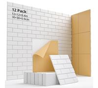 Confezione da 12 pannelli fonoassorbenti in schiuma, 30,5 x 30,5 x 0,4 cm, decorazione da parete insonorizzante, ad alta densità, pannelli fonoassorbenti, per casa e ufficio (bianco)