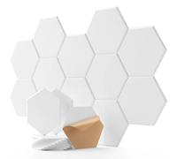 Confezione da 12 pannelli in schiuma fonoassorbente autoadesivi, 3 tipi di design for assorbire il rumore Per studio, ufficio, trattamento(Basic Hexagon White)