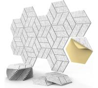 Confezione da 12 pannelli in schiuma fonoassorbente autoadesivi, 3 tipi di design for assorbire il rumore Per studio, ufficio, trattamento(6Equal Hexagon Grey)