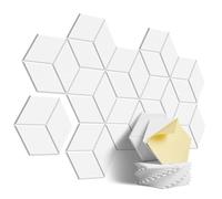 Confezione da 12 pannelli in schiuma fonoassorbente autoadesivi, 3 tipi di design for assorbire il rumore Per studio, ufficio, trattamento(Y-Cut Hexagon White)