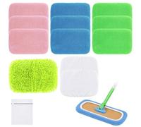 Confezione da 12 panni per lavapavimenti Swiffer, bagnati e asciutti, riutilizzabili, con sacchetto per la biancheria, in microfibra, ciniglia e cotone, lavabili e durevoli