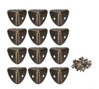 Confezione da 12 paraspigoli in ferro anticato bronzo per scatole di legno, scrivania, gioielli, bordi a conchiglia, 2,5 cm x 2,5 cm x 2,5 cm, elementi di fissaggio con viti (bronzo)