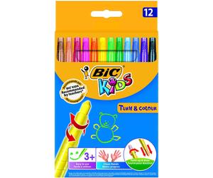 Confezione da 12 pastelli a cera BIC Kids Turn and Color Twistable, assortiti, d
