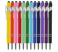 Confezione da 12 penne a sfera a sfera per touch screen, penne a sfera a inchiostro nero per scrivere, penne retrattili con punta stilo, set di penne in metallo per donne, penne a sfera da 1,0 mm per