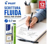 Confezione da 12 penne Pilot G2 Gel Ink nere, roller ball con punta fine, penne gel per scuola, ufficio, appunti, documenti e uso quotidiano