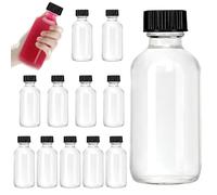 Confezione da 12 piccole bottiglie trasparenti con tappi, bicchierini per shot di zenzero, bicchierini con coperchio, da 56,7 g, per shot di zenzero, oli e succhi