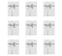Confezione da 12 piccole scatole regalo bianche in cartone con fiocco in nastro per gioielli, bracciali, scatole regalo, 8,9 x 7,1 cm