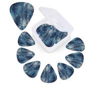 Confezione da 12 plettri astratti blu per chitarra, con scatola portaoggetti, 3 plettri in celluloide di diverso spessore, con foto astratte, per chitarra acustica, elettrica, ukulele, basso