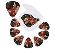 Confezione da 12 plettri decorativi natalizi per chitarra, con scatola organizer, 3 plettri in celluloide di diverso spessore, arte astratta, per chitarra acustica, elettrica, ukulele, basso