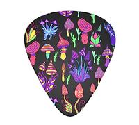 Confezione da 12 plettri eleganti in celluloide da 0,46 mm/0,71 mm/ 0,96 mm per chitarra basso (funghi trippy fantastici)