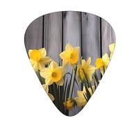 Confezione da 12 plettri per chitarra, 3 diversi spessori, bouquet di narcisi con custodia in plastica trasparente per chitarra elettrica, basso, ukulele, (inclusi 0,46 mm, 0,71 mm, 0,96 mm)