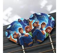Confezione da 12 plettri per chitarra, 3 diversi spessori, con scatola portaoggetti, plettri per chitarra Scooby Doo e supereroi, accessori sottili (0,46 mm, 0,71 mm, 0,96 mm)