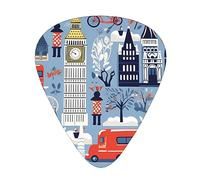 Confezione da 12 plettri per chitarra, 3 diversi spessori con simboli dell'Inghilterra, con custodia in plastica trasparente, per chitarra elettrica, basso, ukulele, (inclusi 0,46 mm, 0,71 mm, 0,96