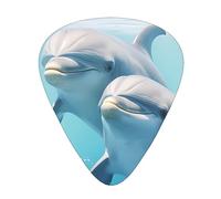 Confezione da 12 plettri per chitarra, 3 diversi spessori, motivo Winter The Dolphin, con custodia in plastica trasparente, per chitarra elettrica, basso, ukulele, (inclusi 0,46 mm, 0,71 mm, 0,96 mm)