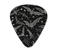 Confezione da 12 plettri per chitarra, 3 diversi spessori, pipistrelli volanti per Halloween, con custodia in plastica trasparente, per chitarra elettrica, basso, ukulele, (inclusi 0,46 mm, 0,71 mm,