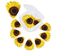 Confezione da 12 plettri per chitarra a forma di girasole con scatola organizer, 3 plettri in celluloide di diverso spessore, arte astratta, plettro, per chitarra acustica, elettrica, ukulele, basso
