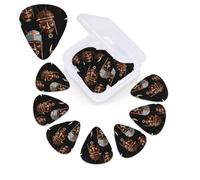 Confezione da 12 plettri per chitarra africana, etnici, tribali, 3 diversi spessori, in celluloide, con scatola portaoggetti, plettro personalizzato per chitarra acustica