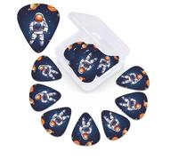 Confezione da 12 plettri per chitarra astronauta spaziale, con scatola portaoggetti, 3 plettri in celluloide di diverso spessore, arte astratta, per chitarra acustica, elettrica, ukulele, basso