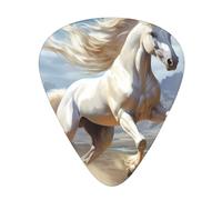 Confezione da 12 plettri per chitarra, comodi da tenere in mano, con bordi lisci, tre spessori da abbinare alle stampe di animali del cavallo bianco