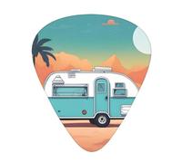 Confezione da 12 plettri per chitarra, comodi da tenere in mano, con bordi lisci, tre spessori da abbinare all'immagine del rimorchio del camper You Make Me Happy