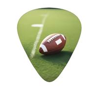 Confezione da 12 plettri per chitarra, comodi da tenere in mano, con bordi lisci, tre spessori da abbinare alle stampe sportive del pallone da football americano sull'erba