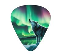 Confezione da 12 plettri per chitarra, comodi da tenere in mano, con bordi lisci, tre spessori da abbinare alle stampe Wolves Howl in the Northern Lights