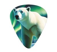 Confezione da 12 plettri per chitarra, comodi da tenere in mano, con bordi lisci, tre spessori da abbinare alle stampe dell'orso polare dell'aurora boreale