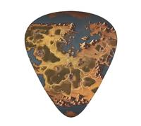 Confezione da 12 plettri per chitarra, comodi da tenere in mano, con bordi lisci, tre spessori da abbinare alle stampe con mappa del mondo Rust