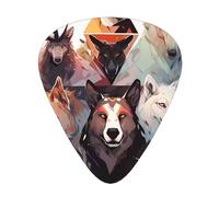 Confezione da 12 plettri per chitarra, comodi da tenere in mano, con bordi lisci, tre spessori da abbinare alle stampe di lupi e renne