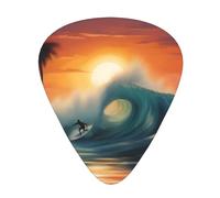 Confezione da 12 plettri per chitarra, comodi da tenere in mano, con bordi lisci, tre spessori da abbinare al tramonto, mare, surf, paesaggio marino