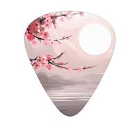 Confezione da 12 plettri per chitarra, comodi da tenere in mano, con bordi lisci, tre spessori da abbinare a fiori di bambù e ciliegio. Stampe Zen con albero