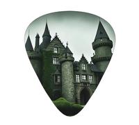 Confezione da 12 plettri per chitarra, comodi da tenere in mano, con bordi lisci, tre spessori da abbinare alle stampe Gloomy Castle e Witch