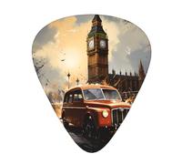 Confezione da 12 plettri per chitarra, comodi da tenere in mano, con bordi lisci, tre spessori da abbinare alle stampe London Color Taxi
