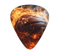 Confezione da 12 plettri per chitarra, comodi da tenere in mano, con bordi lisci, tre spessori da abbinare alle stampe di basket on fire e Water Flame Splashing